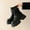 #141-Black, variant on Women's Chunkys Heel Rear Zipper Ankle Boots with Thick Sole for Fall and Winter Comfortable Moto-Style Boots with Buckle Details and Cushioned Support