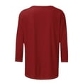 thumbnail image 5 of Hauts pour Femmes Manches Trois-Quarts Cœur Saint-Valentin Col Rond Imprimé Décontracté T-Shirt Ample Rouge G, 5 of 5