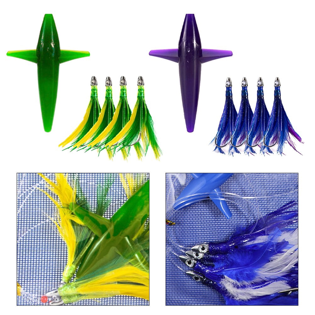 Feather Trolling Skirt Tuna Lure for Big Game Fishing Rigged with Steel Hook