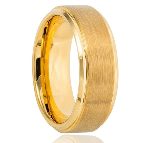 Simple Couple Pair Ring Electroplated 18K Gold Tungsten Steel Ring