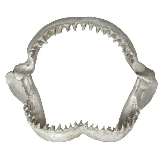 Zeckos Replica Shark Jaw 15.5in Resin Wall Sculpture Coastal Ocean Nautical Decor