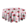 thumbnail image 5 of Strawberry Plants Fruit Heart Daisy Checkered Round Tablecloth 60"x60",Wrinkle Wipeable Table Cloth for Kitchen Dining Room Picnic Patio Party, 5 of 6