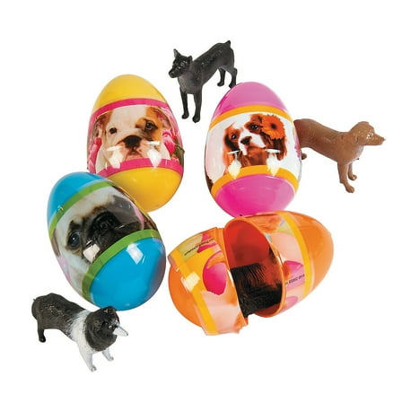 Filled Easter Puppy Eggs - Party Supplies - 12 Pieces