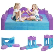COCLUB Large Modular Kids Play Couch, Kids Couch for Playroom, Toddler Sofa for Game Room, Classroom, Bedroom Furniture (Blue & Purple)
