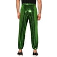 thumbnail image 3 of Pantalones de drawstring con lentejuelas INSPIRE CHIC para hombres, con cintura elástica, ropa de noche, jogger brillante 28 Verde, 3 of 5