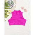 thumbnail image 6 of LiiYii Kids Girls Mock Neck Basic Sleeveless Dance Crop Top Criss Cross Back Tank Vest Tops Jazz Latin Dance Sports Bra Hot Pink 14, 6 of 8