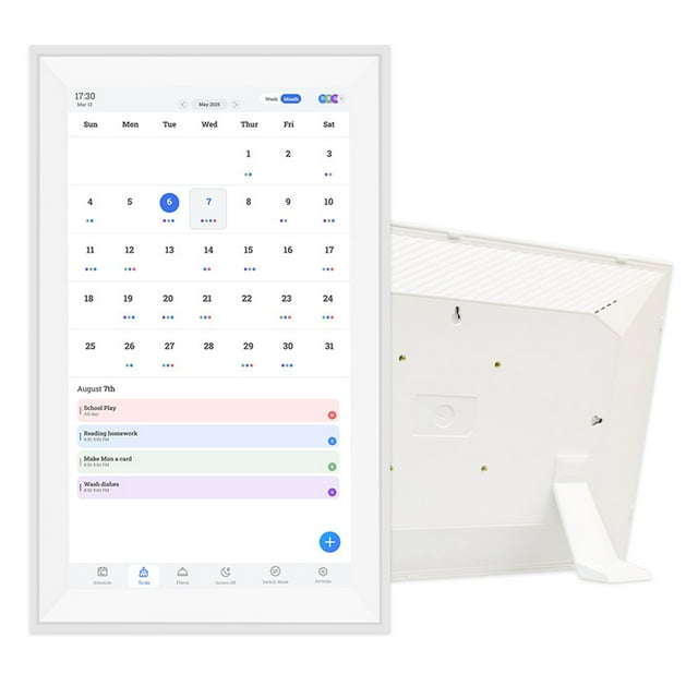 Calendrier Familial Intelligent à Écran Tactile - Tableau des Tâches Interactif de 15,6 Pouces, Planificateur de Repas, Cadre Numérique, Synchronisation Wi‐Fi et Photos