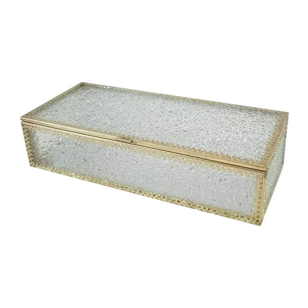 Caja de recuerdos de cristal de vintage, organizador de joyas, decorativo, tocador, para nupcial, tarro y caja de