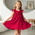 thumbnail image 6 of Ulanda Girls Sleeveless Bowknot Dress Scalloped Hem Casual Dresses 2026 Fashion Summer Twirl Dress for Toddler Kids (Wine, 18-24 Months), 6 of 7