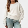 thumbnail image 3 of Afuyipoi Girls 100% Cotton Soft Pullover Sweater Crew Neck Long Sleeve Knit Top for Kids Size 0-9Y Comfort Daily Wear White Size 2T, 3 of 6