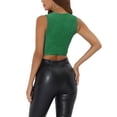thumbnail image 3 of INSPIRE CHIC Women's Glitter Sleeveless Round Neck Criss Cross Crop Top L Grass Green, 3 of 6