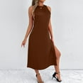 thumbnail image 6 of Summer Sun Dresses for Womens 2026 Plus Size Fashion Solid Color Round Neck Sleeveless Dress, 6 of 8