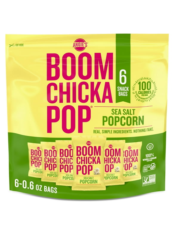 Angie's BOOMCHICKAPOP Sea Salt Popcorn, 0.6 oz., 6 Count