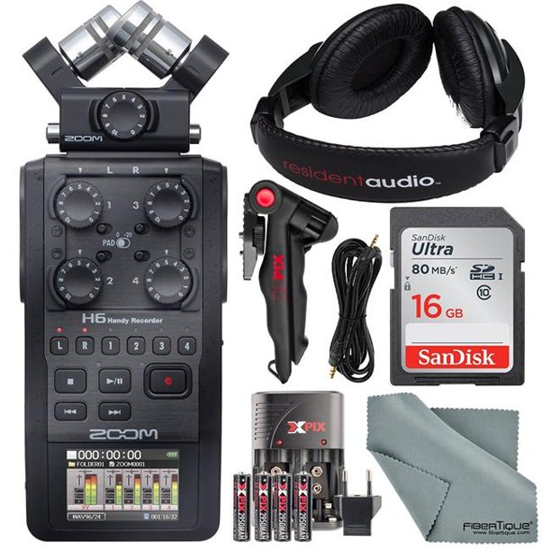Zoom ZOOMH6KIT173NFBA H6 All Black 6Track Portable Audio Recorder