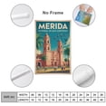 thumbnail image 2 of Vintage Retro Travel Poster Wall Decor Catedral De San Ildefonso Merida Mexico Colonial Cathedral Historic Print Print Poster, 2 of 8