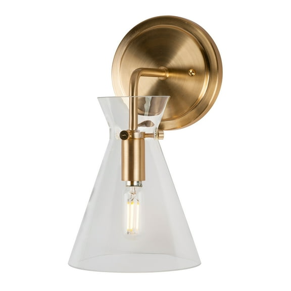 Beaker 1-Light Soft Gold Wall Sconce with Clear Glass - Soft Gold