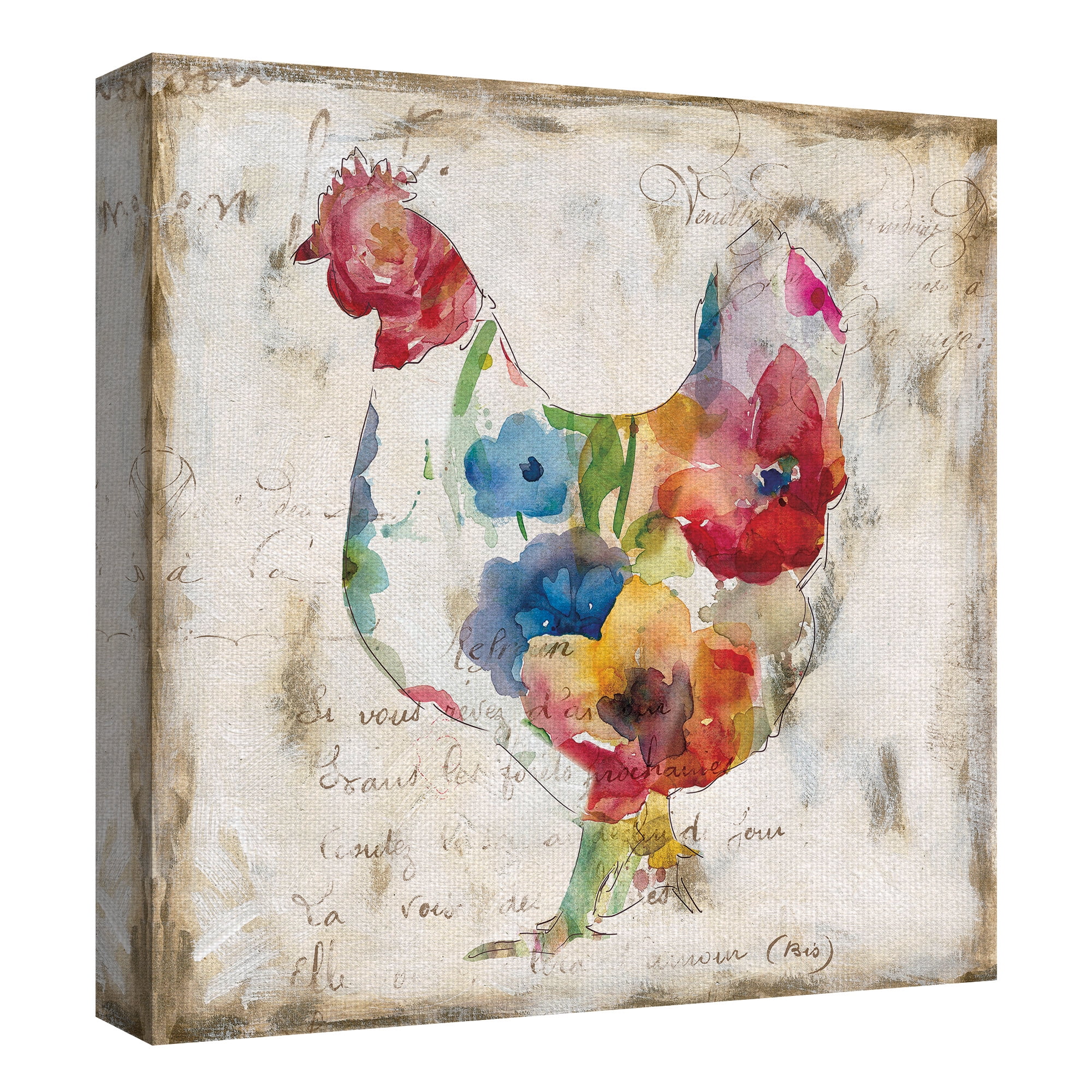 Flowered Hen by Carol Robinson Wrapped Canvas Painting Art Print