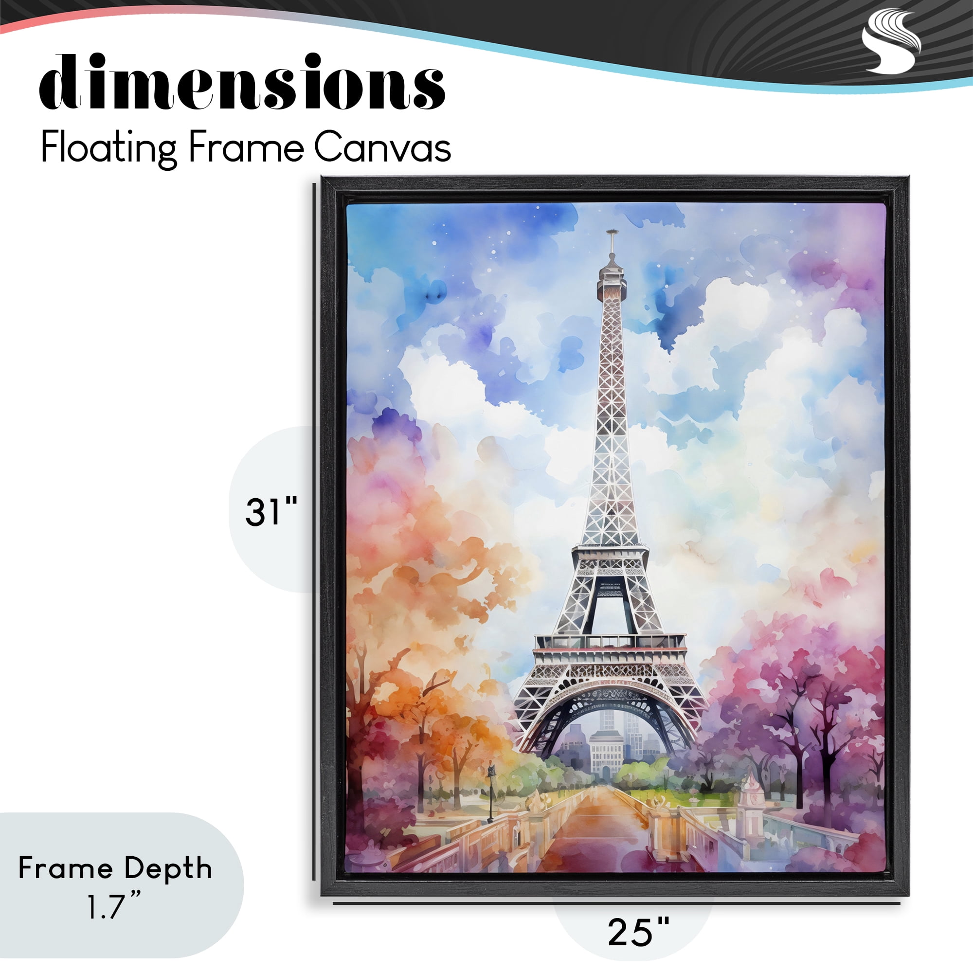 Stupell Industries Pastel Paris Springtime Tower Black Framed Floater Canvas Wall Art, design by Creative Studio