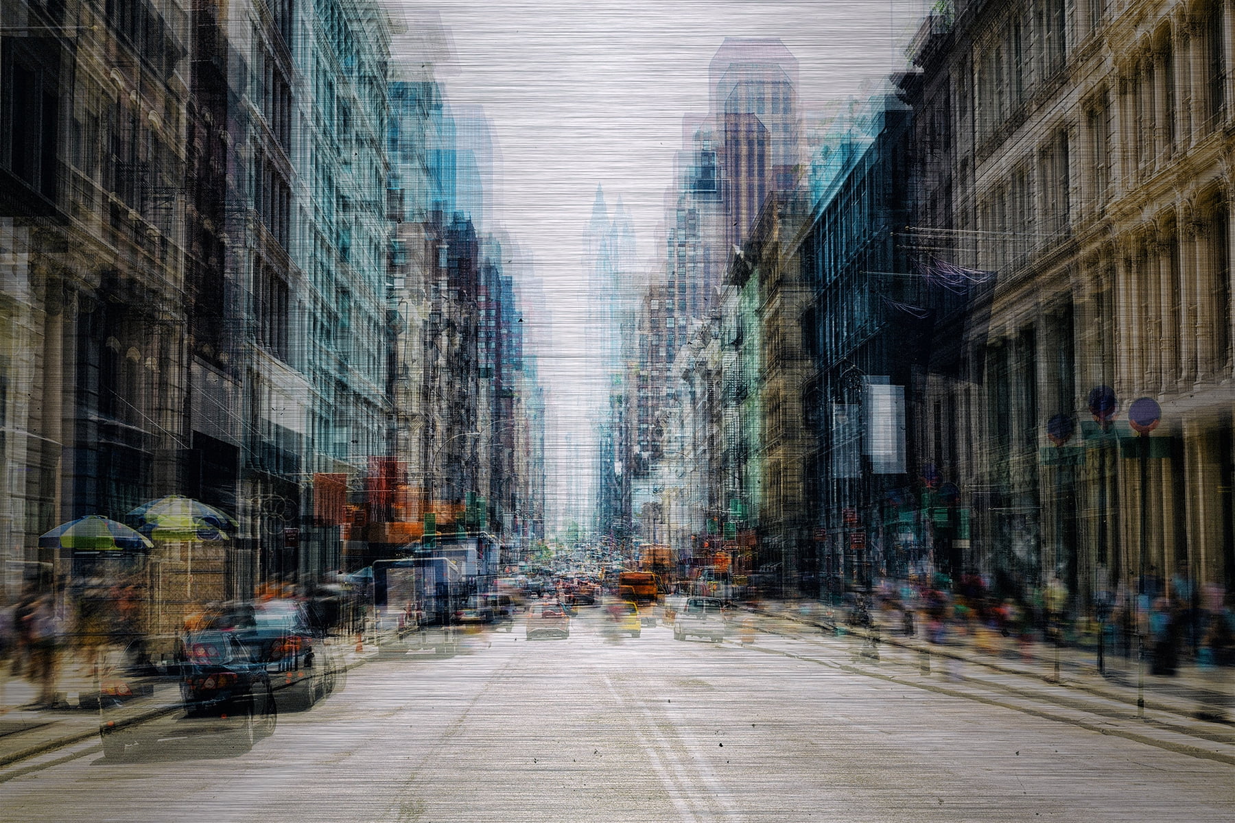 "Wide Avenue" Painting Print on Brushed Aluminum