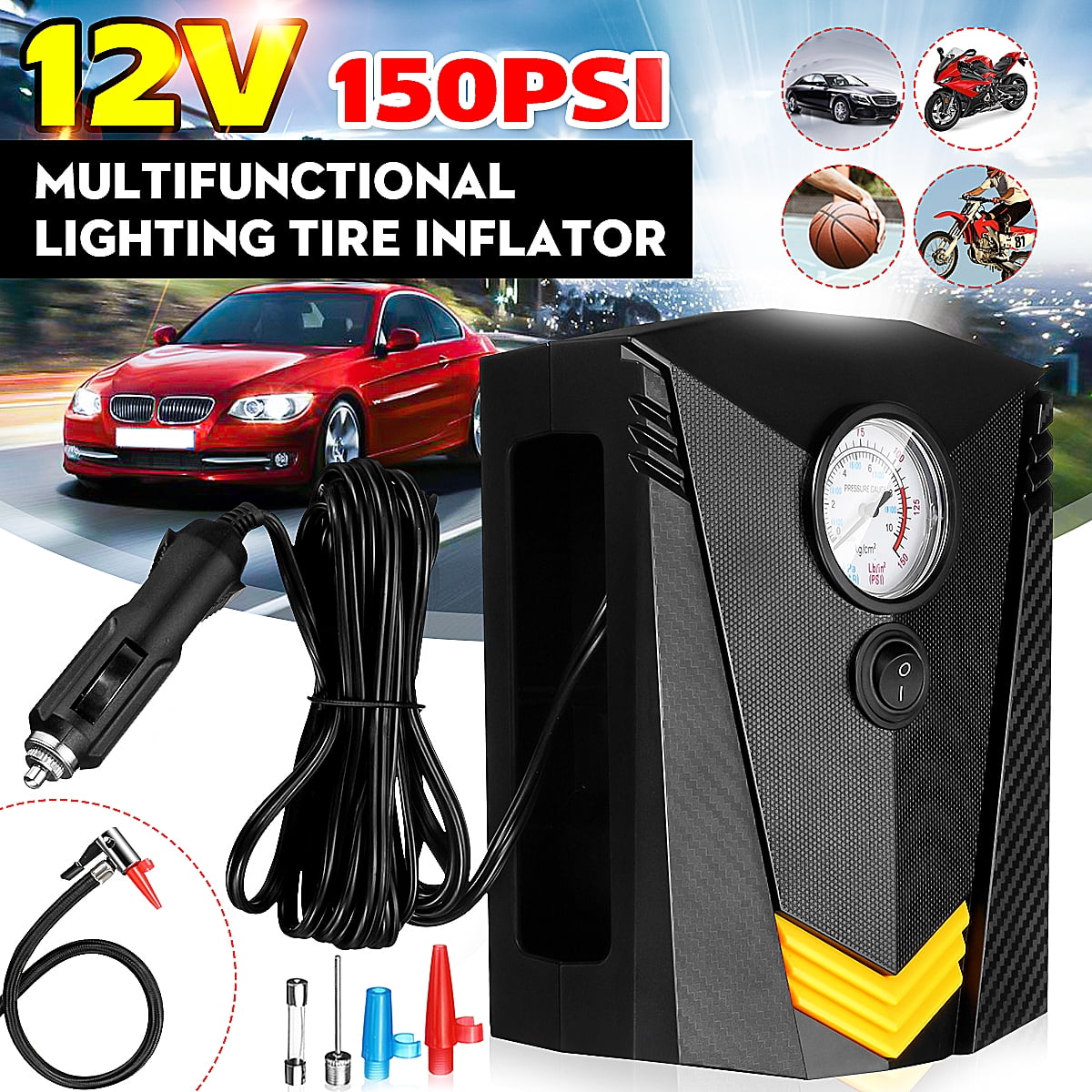 150/300 PSI DC 12V Portable Mini Air Compressor Auto Car Electric Tire