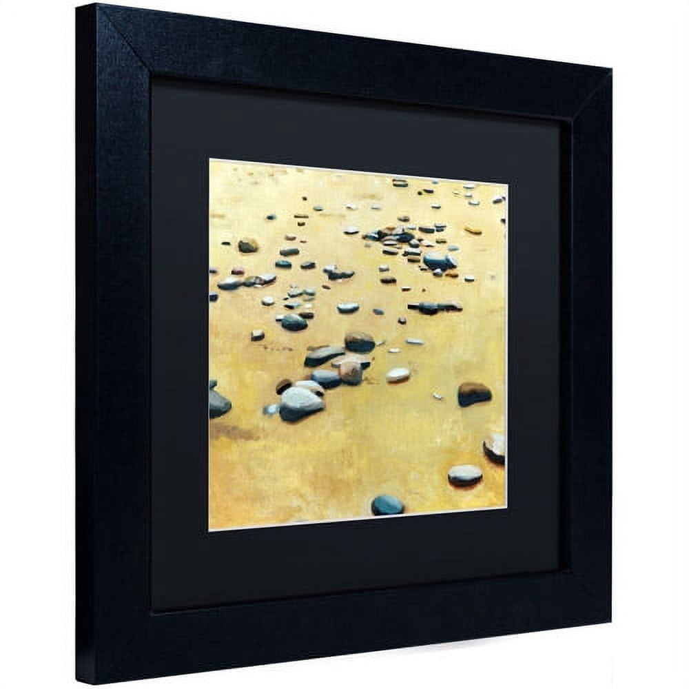 Trademark Fine Art "Pebbles on the Beach" Canvas Art by Michelle Calkins, Black Matte, Black Frame