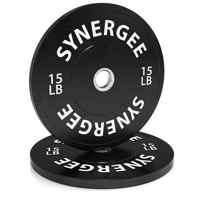 Synergee Bumper Plates – Durable Olympic Weight Plates, Low-Bounce Rubber for Strength Training, Powerlifting, and Functional Workouts.