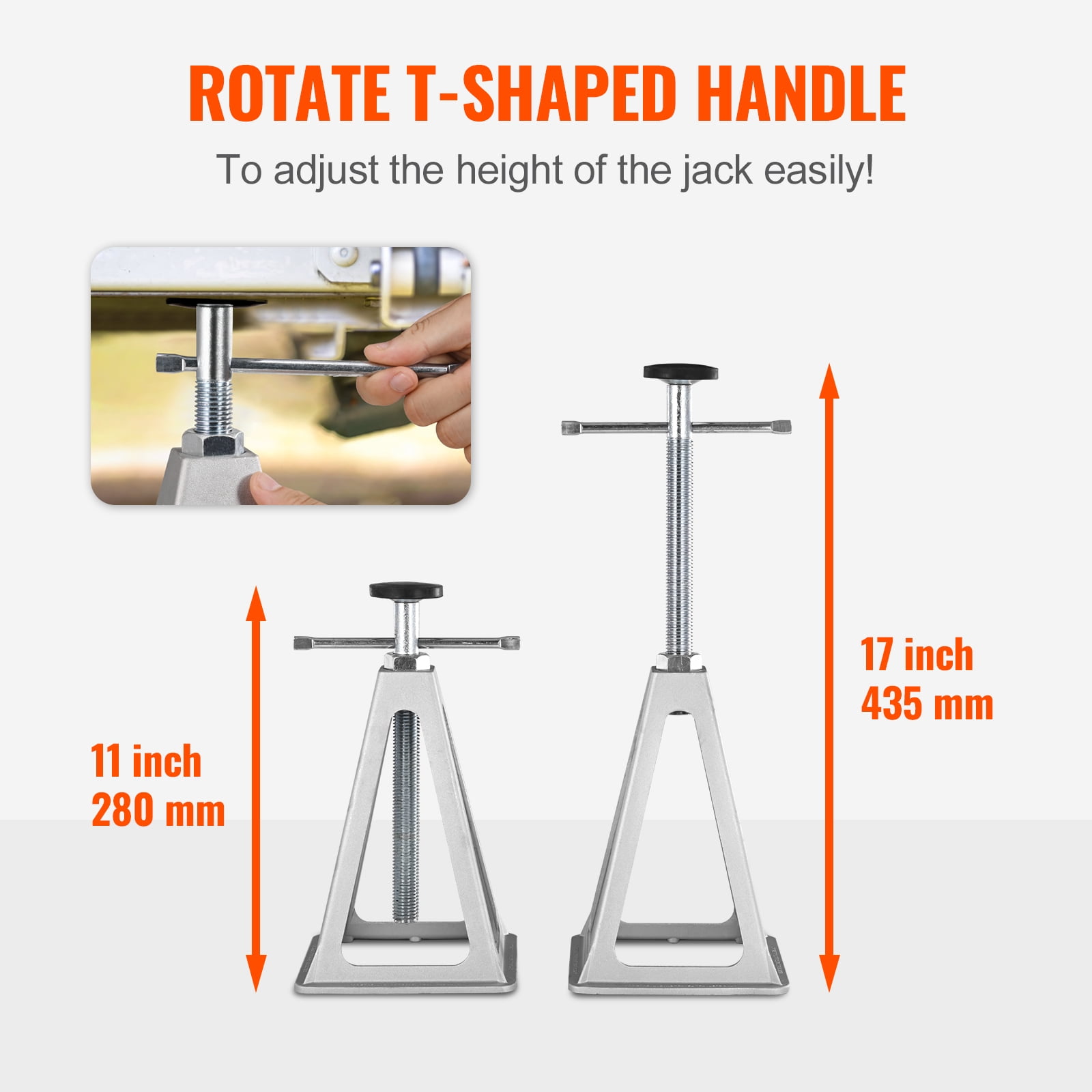 KFFKFF RV Stabilizer Jacks, 4-Pack, Crafted from Aluminum, Ideal for Camper Trailers, Single Screw Jack with Load Bearing of 6000 Lbs, Adjustable Height from 11 to 17 inches
