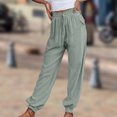thumbnail image 1 of Pantalones Anchos Pantalones holgados para mujer Pantalones básicos con cordón Cintura elástica Color sólido Traje diario Cgtredaw Verde Xxl para Mujer, 1 of 1