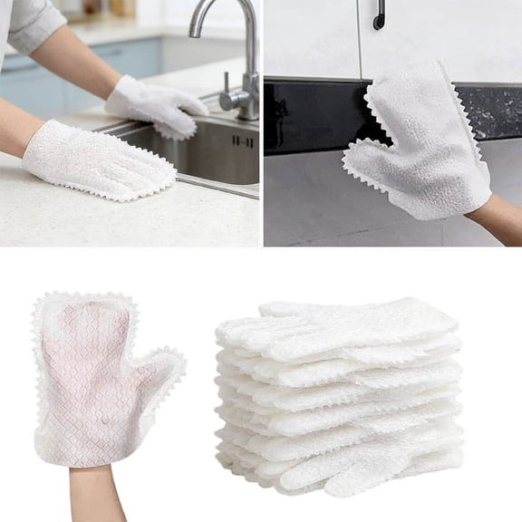 2026 New Multi-purpose Washable Dusting Gloves, White Microfiber Fish Scale Cleaning Duster Gloves Replaces Dust Wipes and Feather Dusters, Dual-Sided Reusable Wet & Dry Mitt