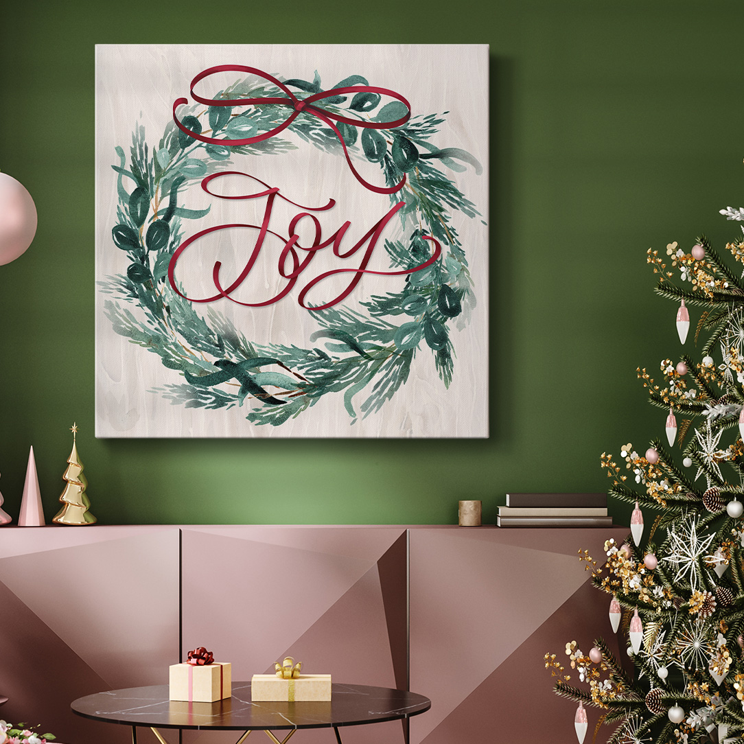 Joy Ribbon Wreath- Gallery Wrapped Canvas