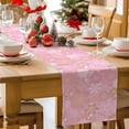 thumbnail image 2 of Christmas Table Runner Golden Snowflakes Table Runners Love Heart Pink Cotton Linen Dresser Scarf Kitchen Dining Table Decor for Christmas Holiday Party Decor 13x72 Inch, 2 of 9