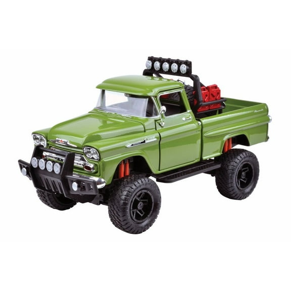 1958 Chevy Apache Fleetside Pickup Truck, Green - Motor Max 79135GN - 1/24 scale Diecast Model Toy Car