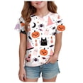thumbnail image 4 of CAICJ98 Halloween Shirt Boys Girls Pumpkin Ghost Print Tshirt Kids Short Sleeve Tee Top Toddler Halloween Shirt (Pink,6-7 Years), 4 of 6