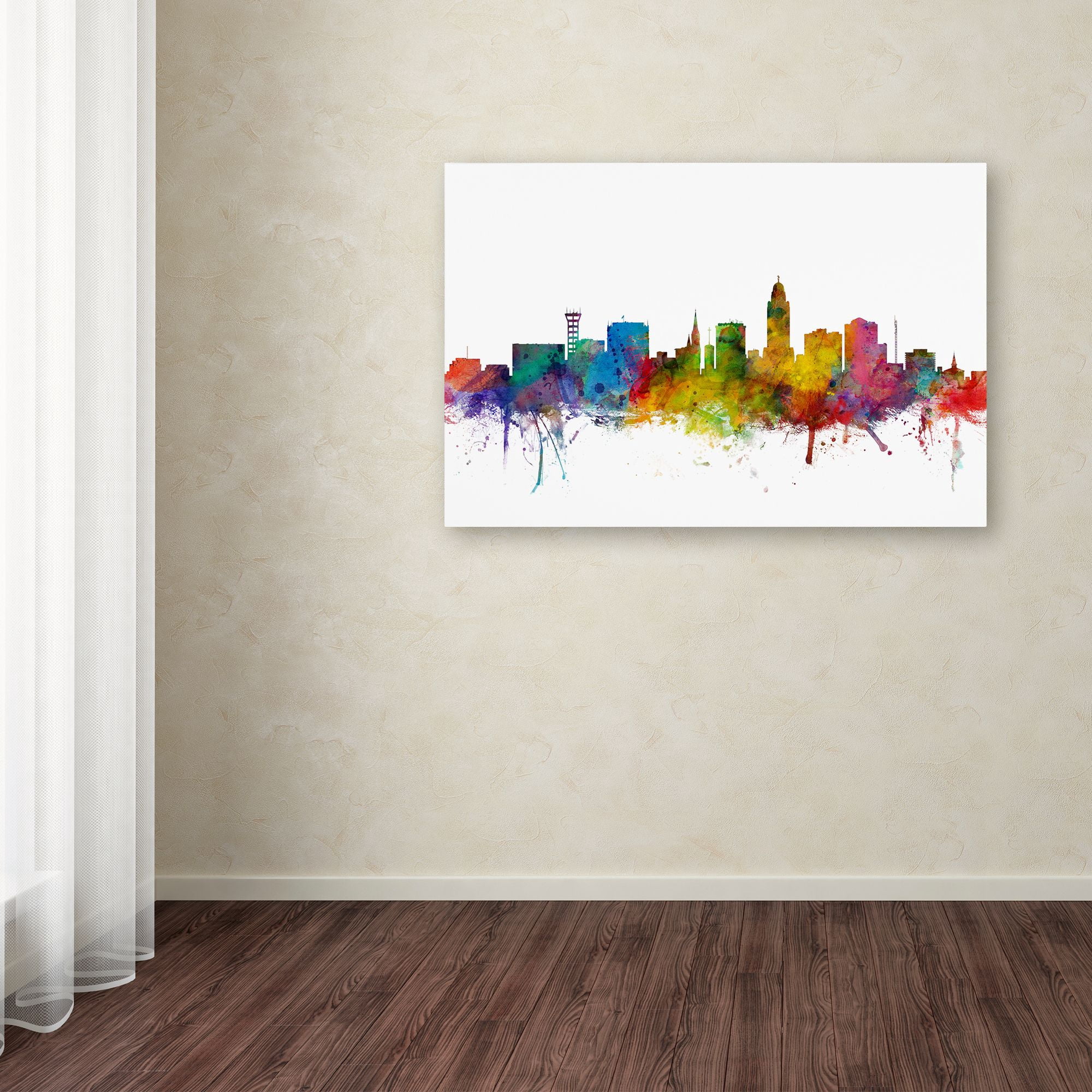 Trademark Fine Art "Lincoln Nebraska Skyline" Canvas Art by Michael Tompsett