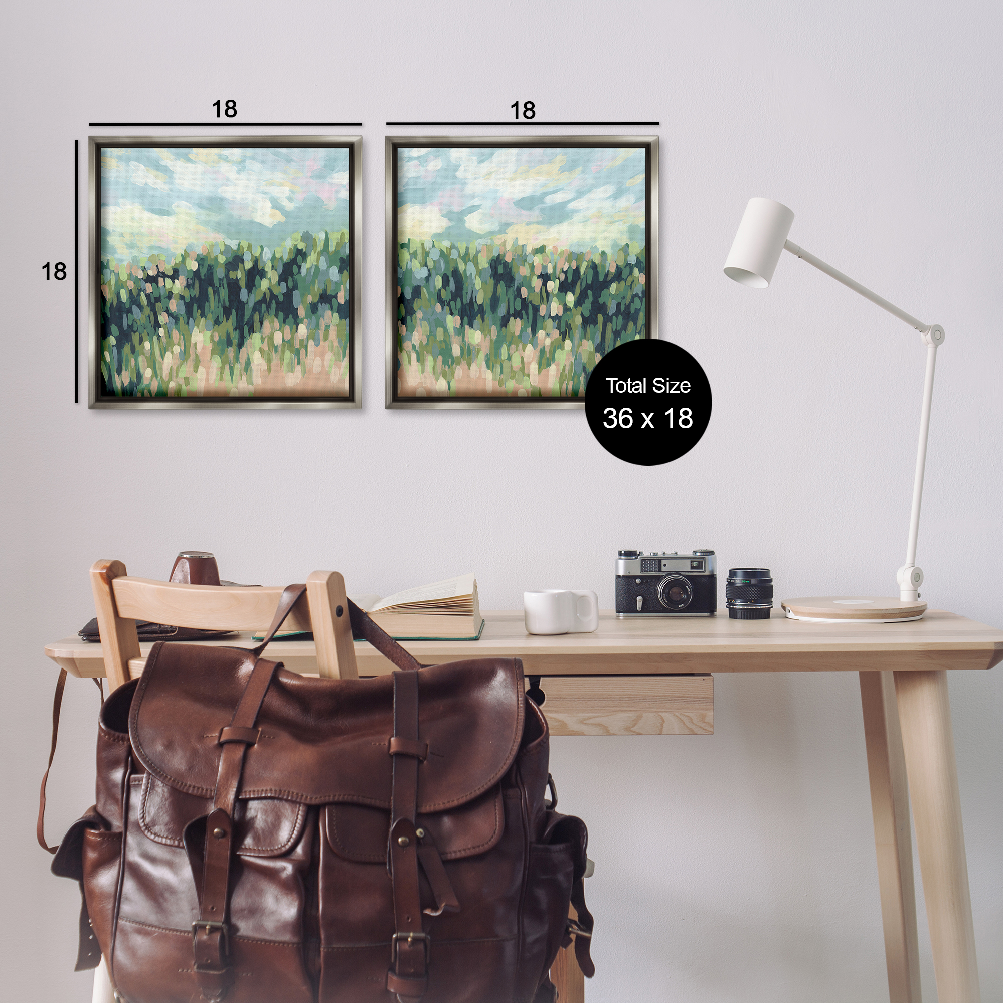 Stupell Industries Abstract Tall Wheat Grass Field Landscape & Nature Painting Gray Floater Framed Canvas Art Print Wall Art, 18 x 18, Set of 2