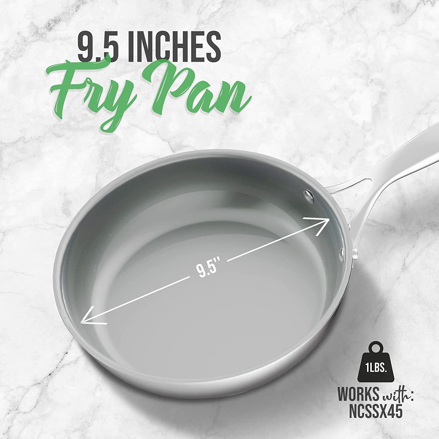 NutriChef Hollowed Cast Handles - Frying Pan Kitchen Cookware W/ Durable Ceramic Non-Stick Coating