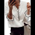 thumbnail image 1 of Suéter de Larga con Cuentas de Perlas para Mujer, Cuello en V, Ribete de Volantes, Jersey de Punto. L, 1 of 7