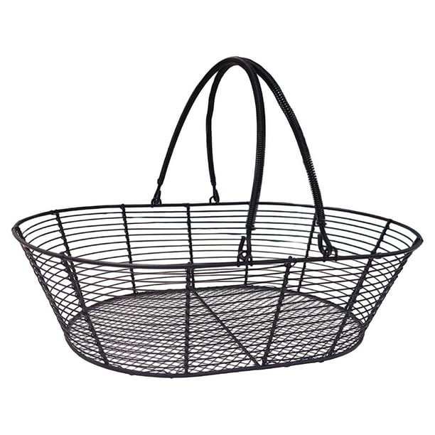 Organizador de fruteros de alambre de hierro, decoración, cesta de almacenamiento, soporte para verduras para Negro