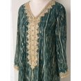 thumbnail image 3 of robe Femme Col en V Ajustée Tissu Estampé à Chaud robe Haut de Gamme (Vert Foncé,S), 3 of 5