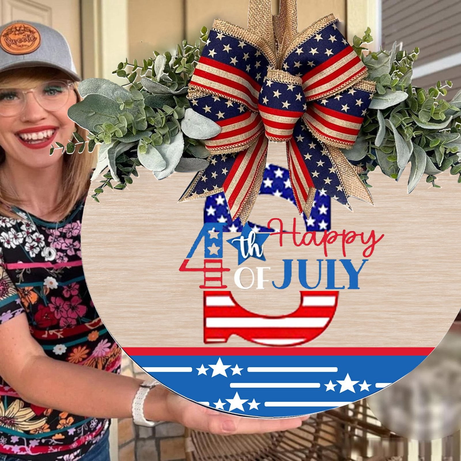 Couronne Patriotique 4 Juillet – Décoration Porte, Gnome, Independence Day