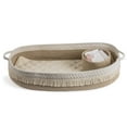 Baby Changing Basket, Woven Cotton Rope Moses Basket with Tufted Mattress Pad and Small Storage