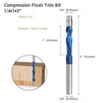 thumbnail image 1 of Flush Trim Bits Blue Coated Router Bit 1/4in Shank CNC Woodworking Milling Cutte - Composite 1/4*1*3, 1 of 7