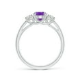 thumbnail image 2 of ANGARA Natural Three Stone Oval 1.15 ct Amethyst and Half Moon Diamond Ring in 14K White Gold for Women (Size-8x6mm) | February Birthstone, Anniversary, Jewelry Gift for Women | Natural Amethyst Ring, 2 of 8
