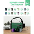thumbnail image 3 of Radio de emergencia con manivela, 20&nbsp;000 mAh/74&nbsp;000 mWh, radio meteorológica solar con manivela, función NOAA/AM/FM, radio a batería con cargador de celular, lámpara de lectura, linterna y, 3 of 8