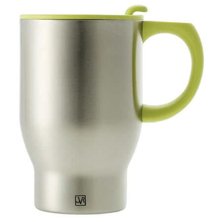 JVR Stainless Steel Auto Car Mug | Double Wall Vacuum Insulated Travel Mug | Tea, Hot Chocolate, Portable Coffee Mug | Splash-Proof, Keeps Hot or Cold Thermos Cup | 14 oz (390 ml) |