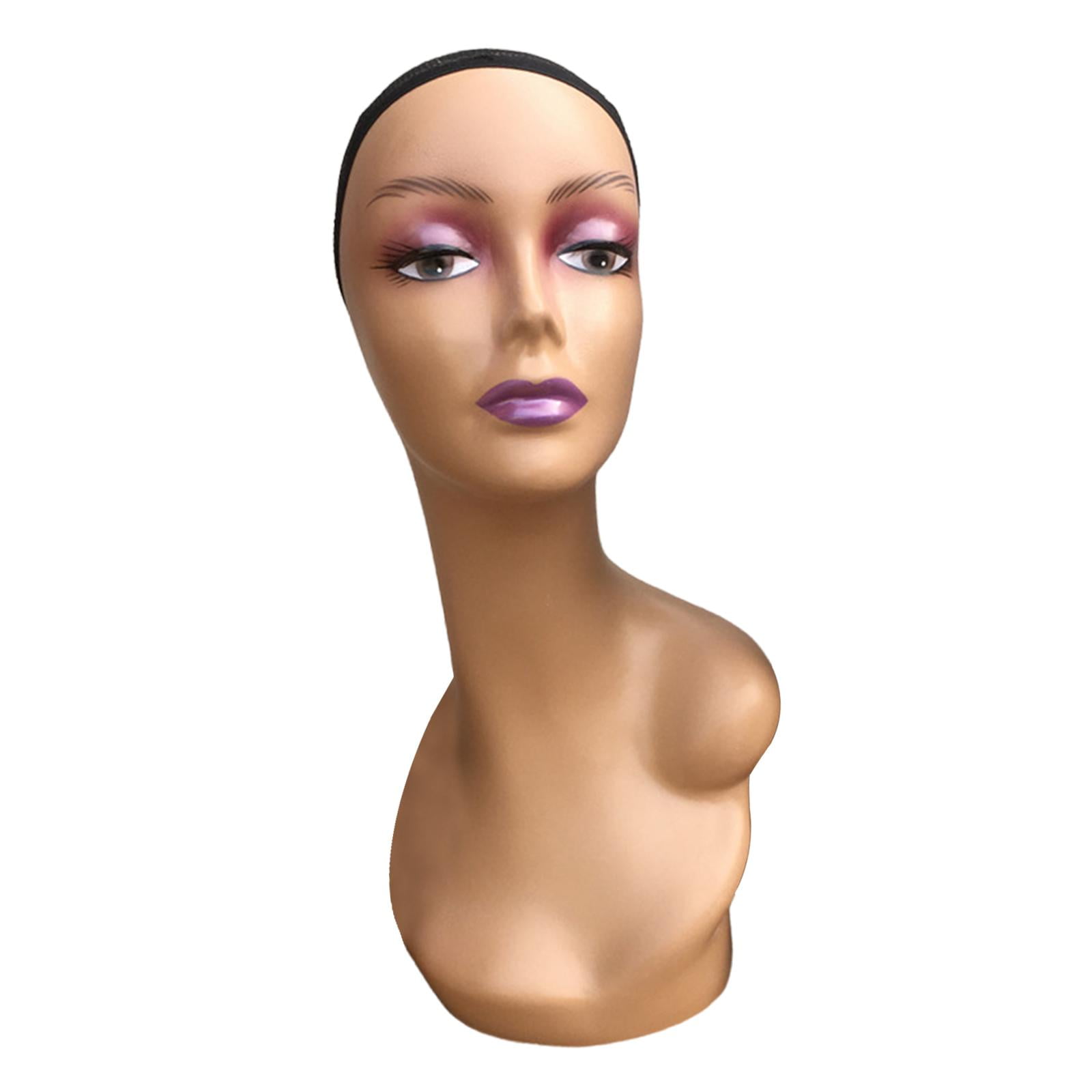 Female Mannequin Head, Manikin Long Neck Durable Multipurpose with Makeup, Professional Display Model for s Displaying Making Styling Style A