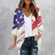 thumbnail image 1 of Cárdigan de mujer Cárdigan con estampado del Día de la Independencia Primavera y verano Abrigo estampado de manga larga para mujer, 1 of 5