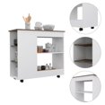 thumbnail image 4 of FM FURNITURE Arizona 39"W Engineered Wood Kitchen Cart in White/Dark Brown, 4 of 7
