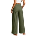 thumbnail image 7 of VBVC Women's High Waisted Cotton Linen Pants , Casual Work Lounge Trousers For Women , Ladies' Wide Leg Seamed Pants with Pockets,Army Green,S-2XL, 7 of 7