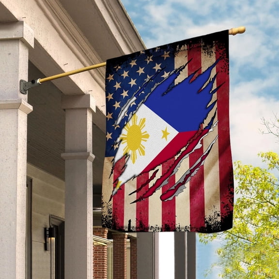 Flag Half American Flag Philippine Proud In Philippines U.S.A Friendship Root House Flag, Double-Sided Decorative Outdoor Flag, Patriotic Polyester Yard Flag 29.5 x 39.5 in